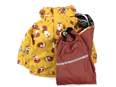 CeLaVi regntøj bukser og jakke med fleecefoer mineral yellow ræve